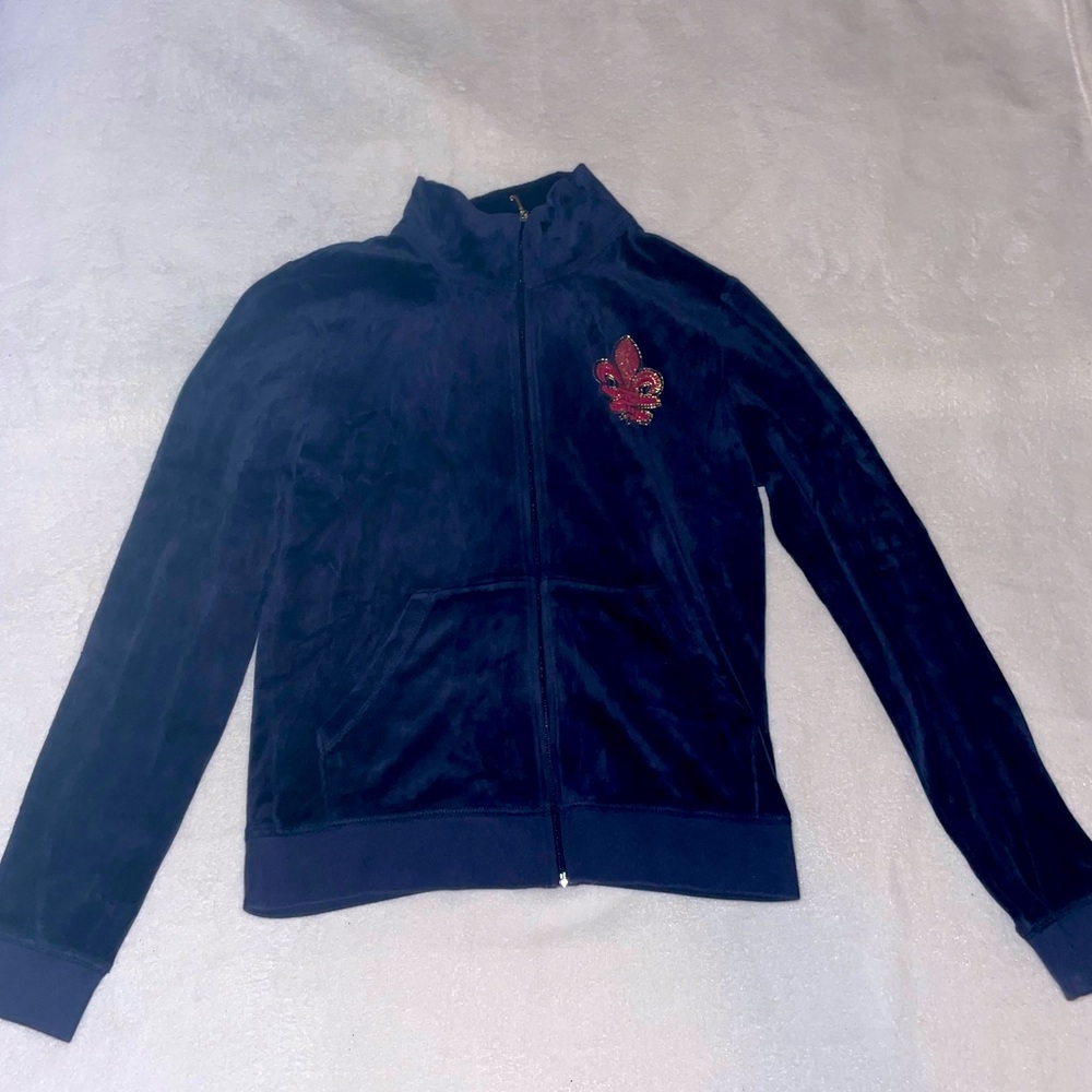 Juicy Couture Blue Velour Zip Sweater